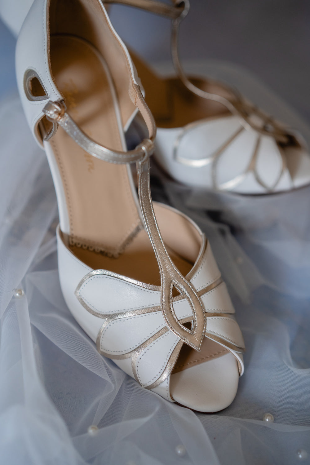 Ivory Leather T-Bar Wedding Shoes | Mimosa Bridal Heels | Rachel